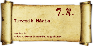 Turcsik Mária névjegykártya